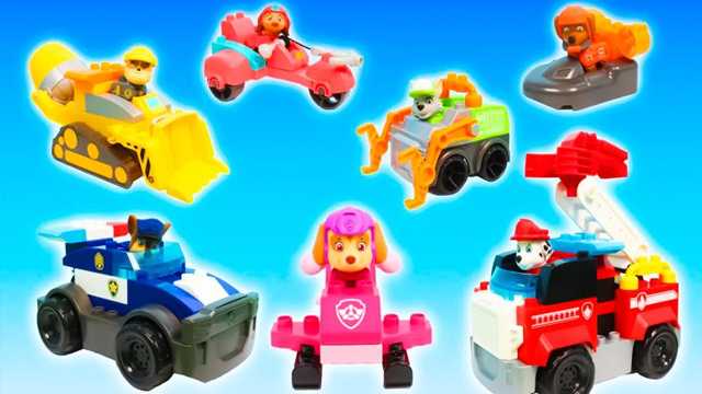 Paw Patrol and Construction vehicles rescue team Excavator Tractor Kids Toys Play and Toy Vehicles